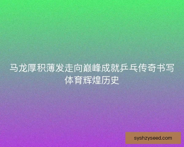 马龙厚积薄发走向巅峰成就乒乓传奇书写体育辉煌历史