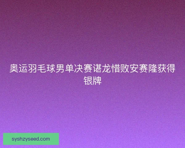 奥运羽毛球男单决赛谌龙惜败安赛隆获得银牌