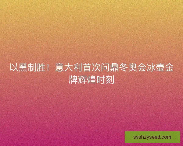 以黑制胜！意大利首次问鼎冬奥会冰壶金牌辉煌时刻